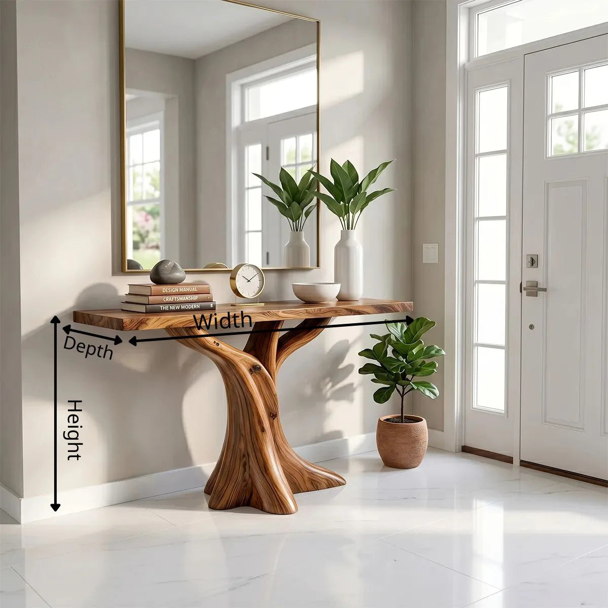 Natural Wood Console Table | Modern Entryway Hallway Table