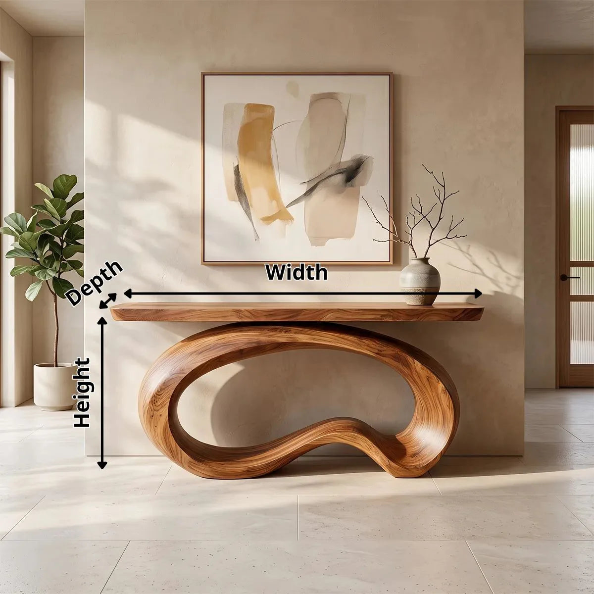 Modern Organic Console Table | Sculptural Entryway Hallway Accent Table TH003-5428