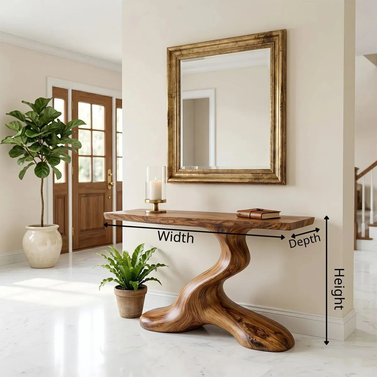 Luxury Solid Wood Console Table | Sculptural Entryway Table