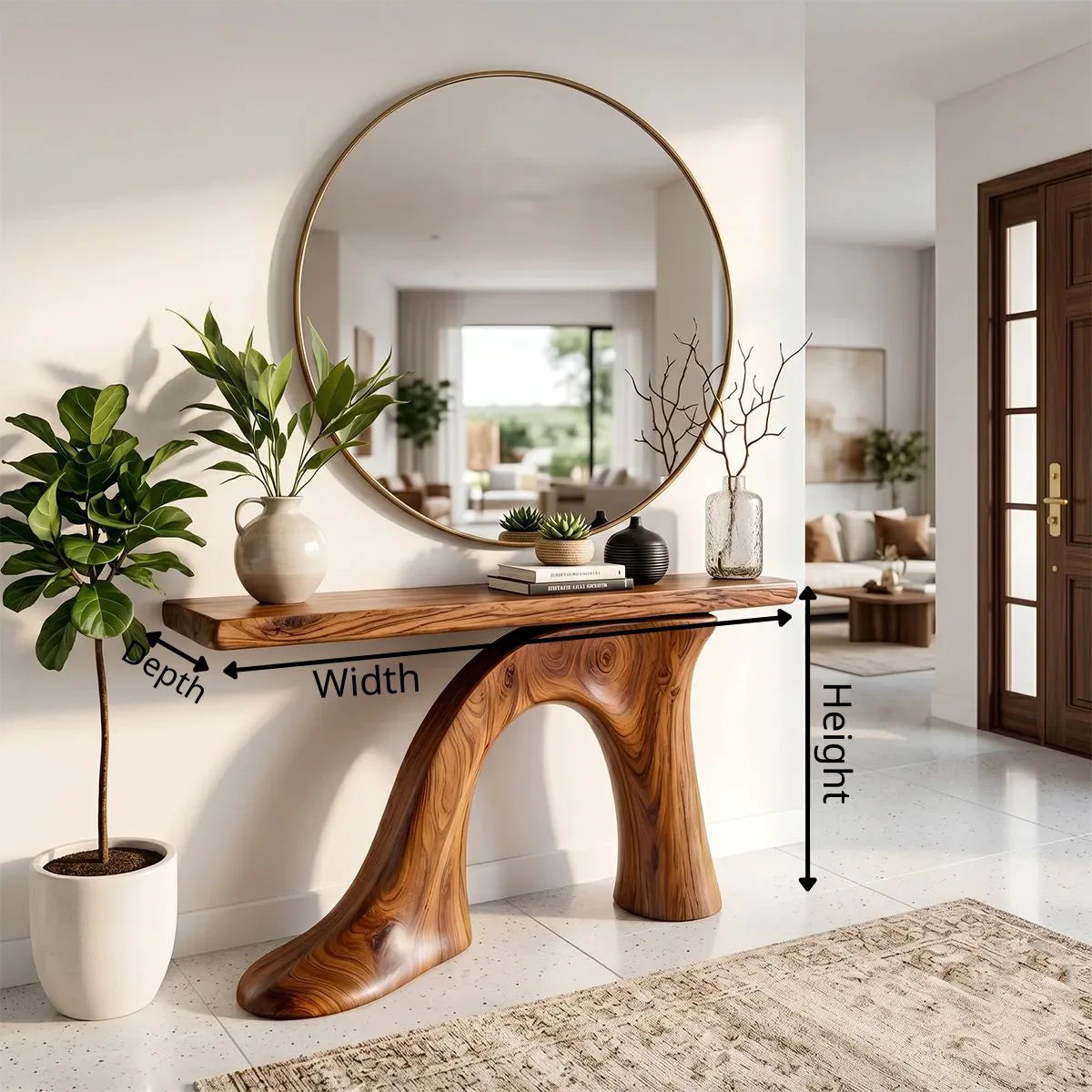 Sculptural Wood Console Table | Modern Entryway Table