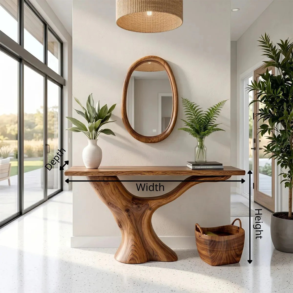 Organic Modern Wood Console Table | Sculptural Entryway Table
