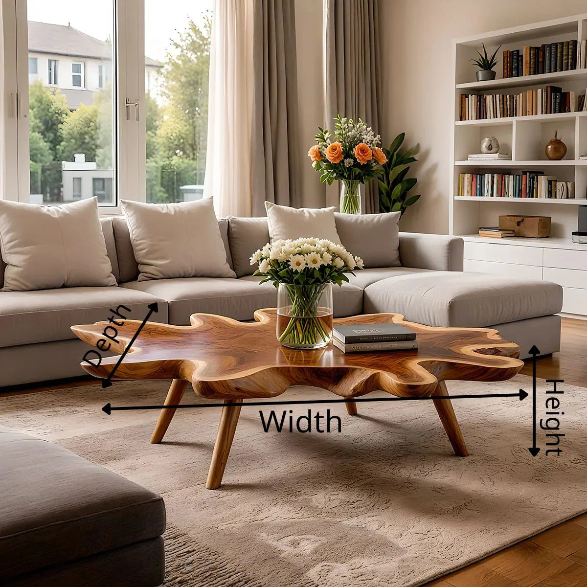 Leaf-Shaped Solid Wood Coffee Table | Handcrafted Modern Design TH003-7747