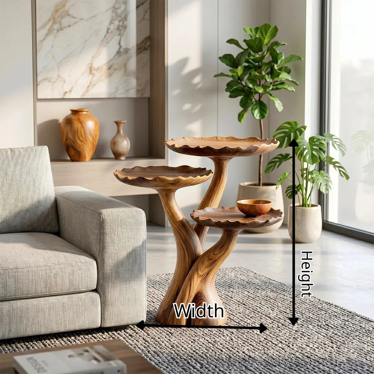 Tiered Leaf Solid Wood Side Table | Sculptural Display Table TH003-7691