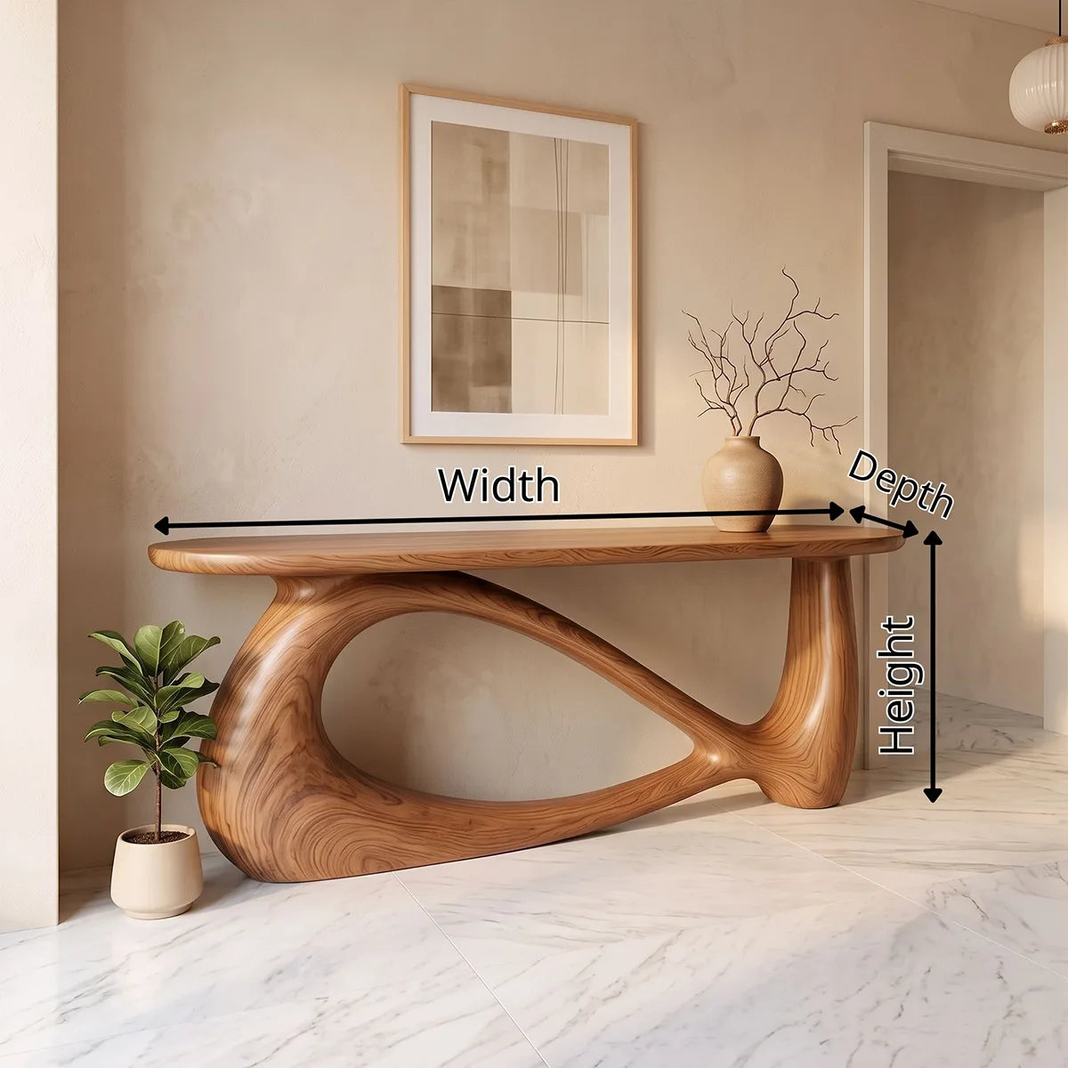 Modern Organic Console Table | Sculptural Entryway Accent Table for Contemporary Homes TH003-8476