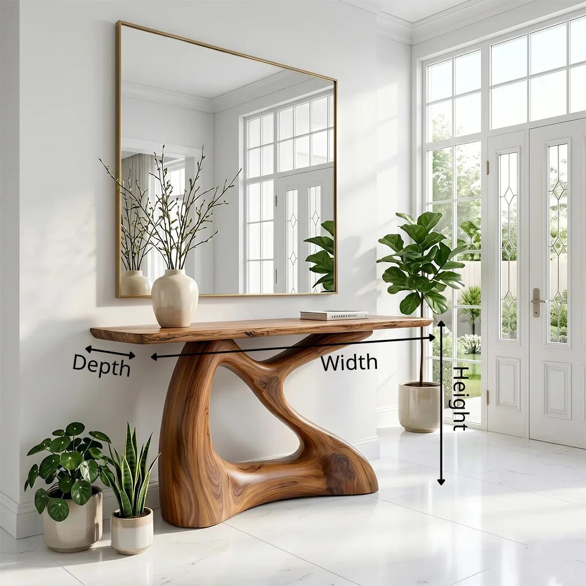 Sculptural Wood Console Table | Modern Entryway Table
