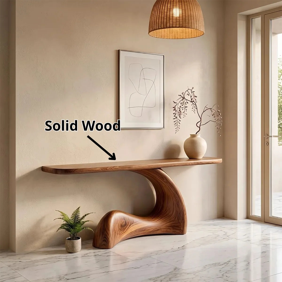 Modern Organic Console Table | Sculptural Entryway Accent Table with Curved Base TH003-9400