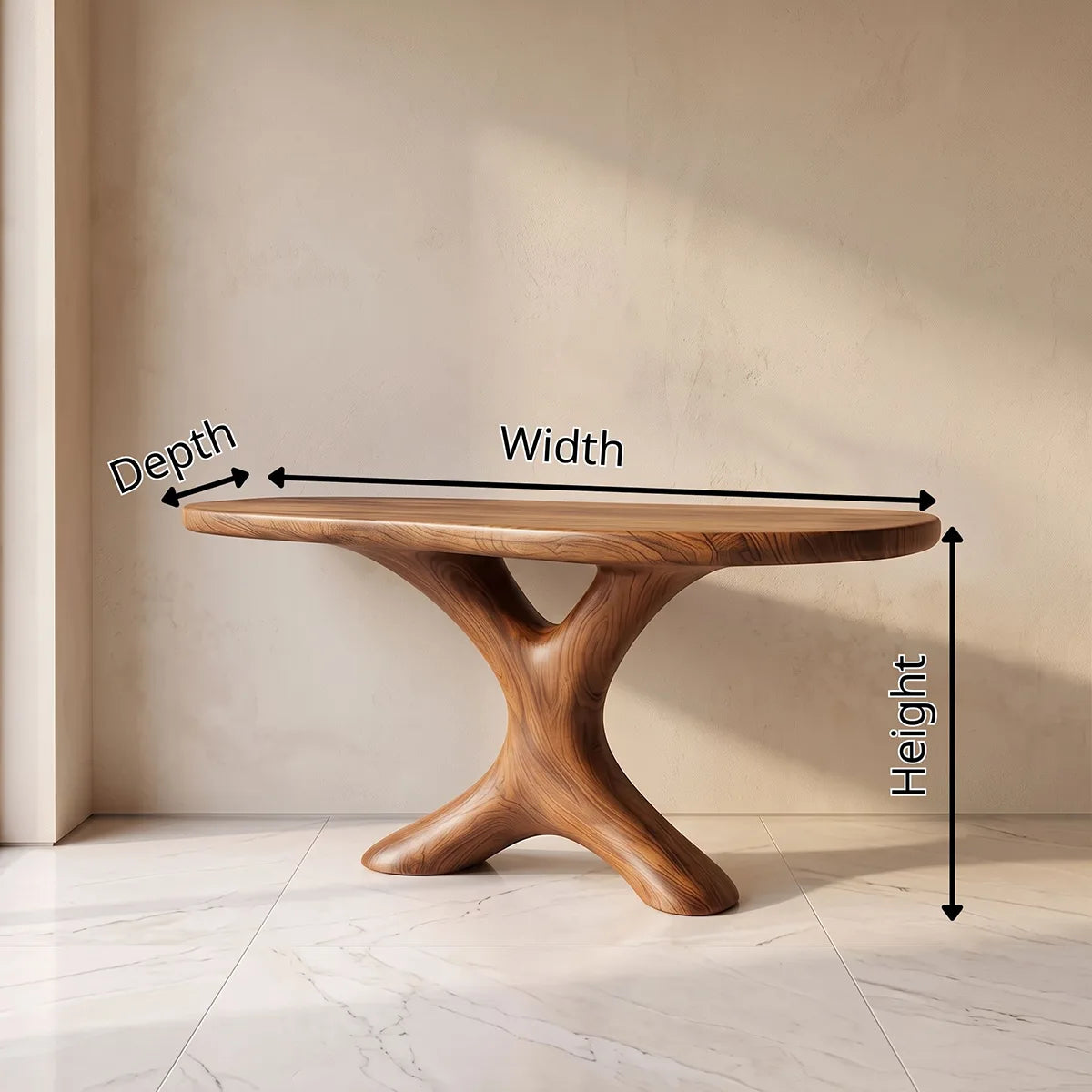 Modern Sculptural Console Table | Organic Entryway Accent Table with Architectural Pedestal TH003-1525