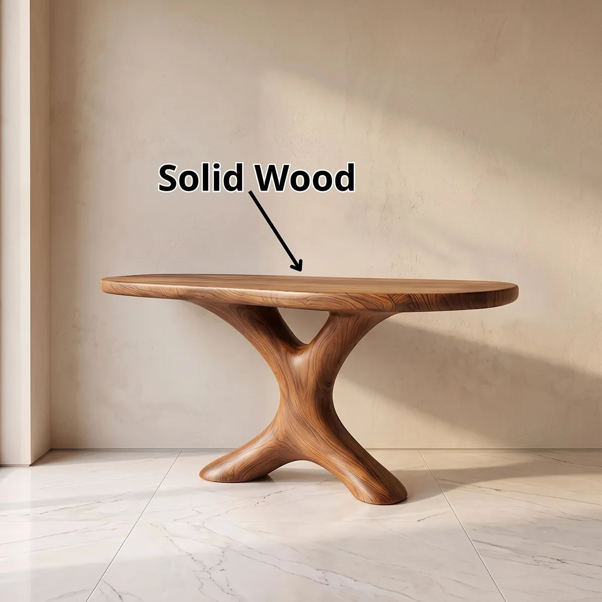 Modern Sculptural Console Table | Organic Entryway Accent Table with Architectural Pedestal TH003-1525