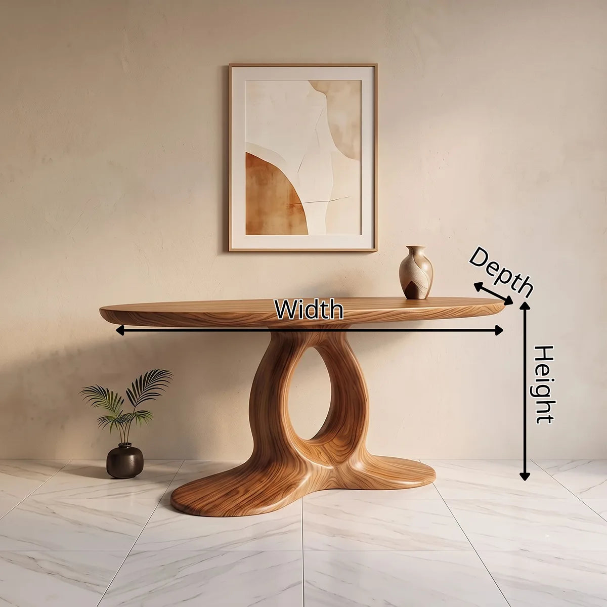 Modern Organic Console Table | Sculptural Entryway Table with Open Pedestal Base TH003-4010