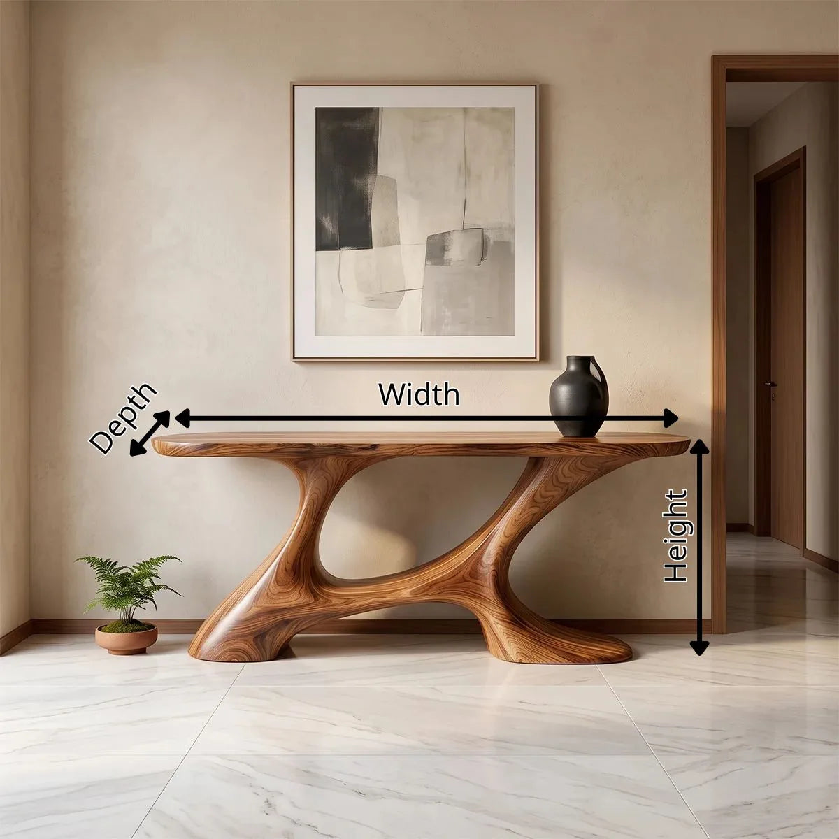 Modern Organic Console Table | Sculptural Entryway Table with Asymmetrical Open Base TH003-5256