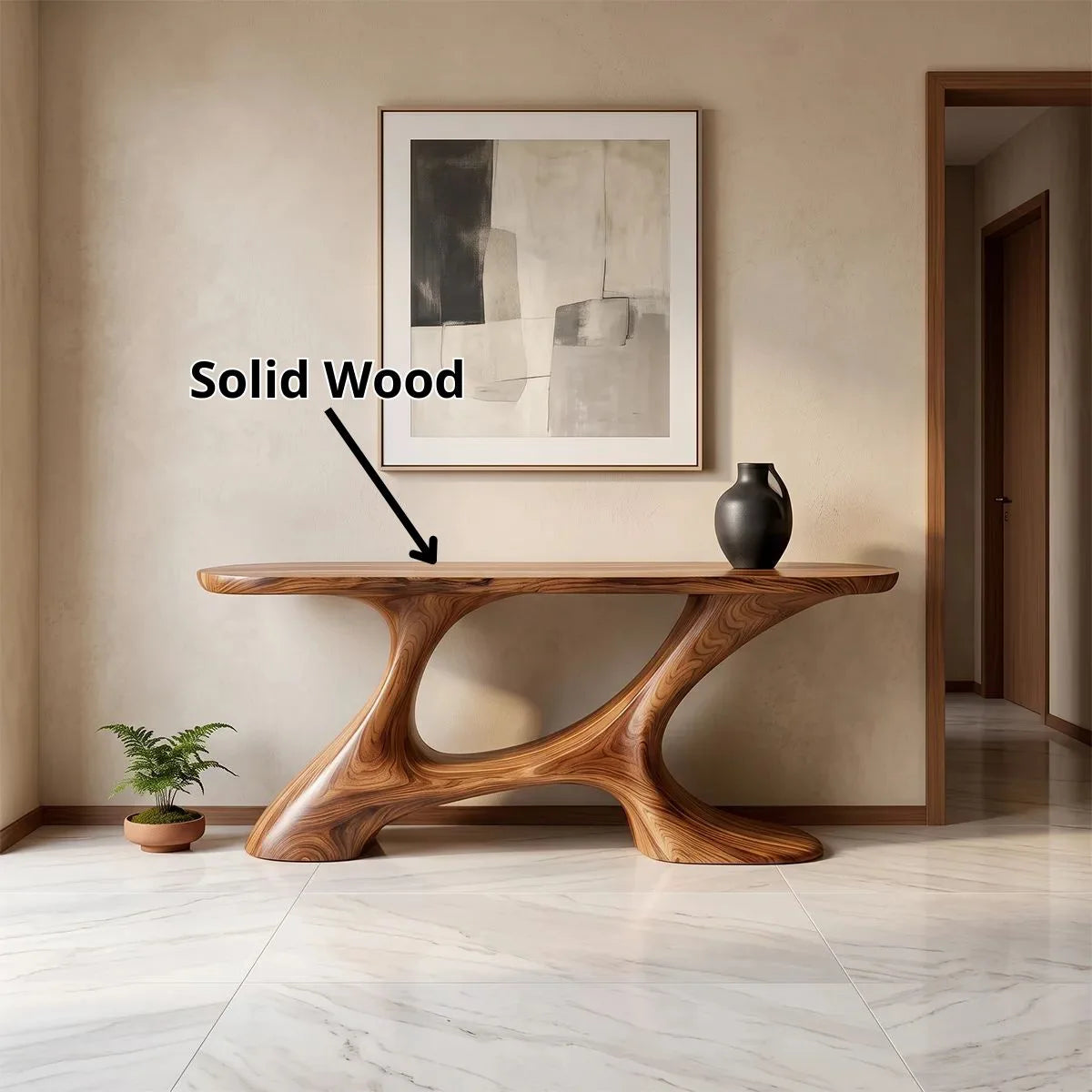 Modern Organic Console Table | Sculptural Entryway Table with Asymmetrical Open Base TH003-5256