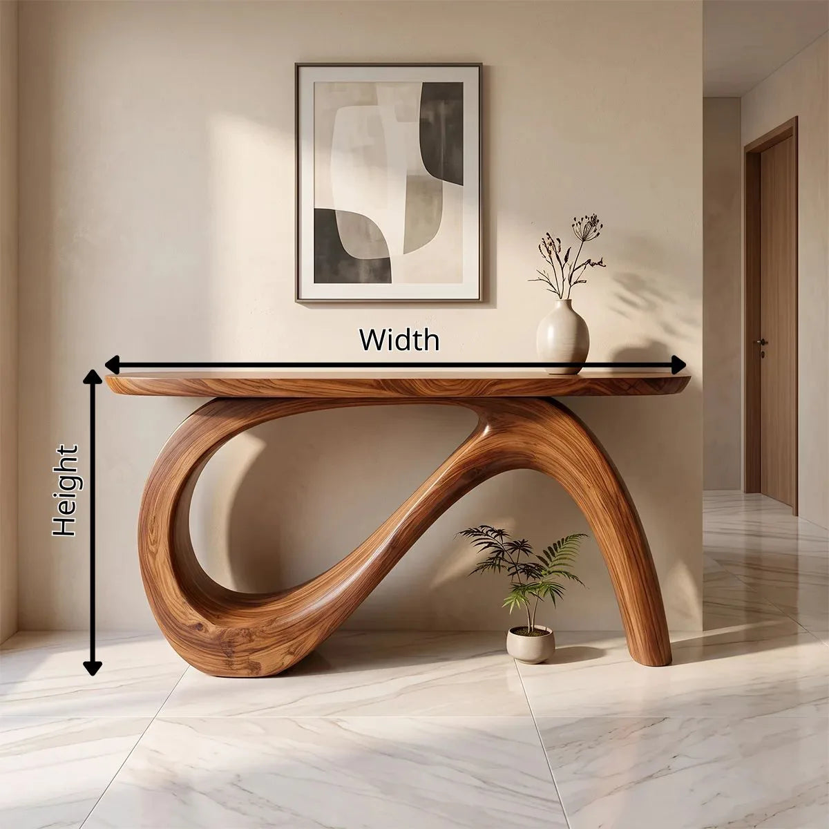 Modern Organic Console Table | Sculptural Entryway Table with Flowing Loop Base TH003-1954