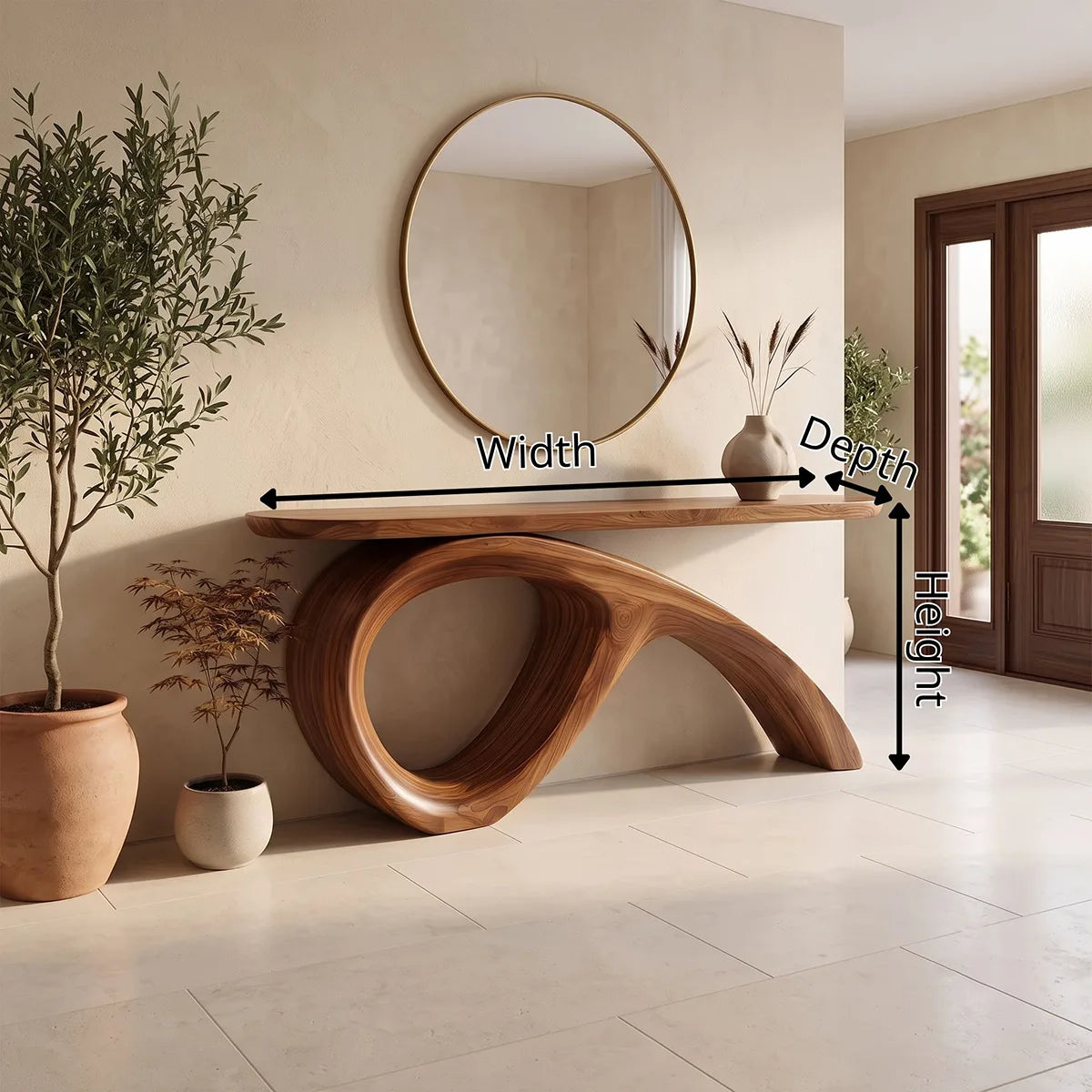 Modern Organic Console Table | Sculptural Entryway Table with Asymmetrical Loop Base TH003-2069