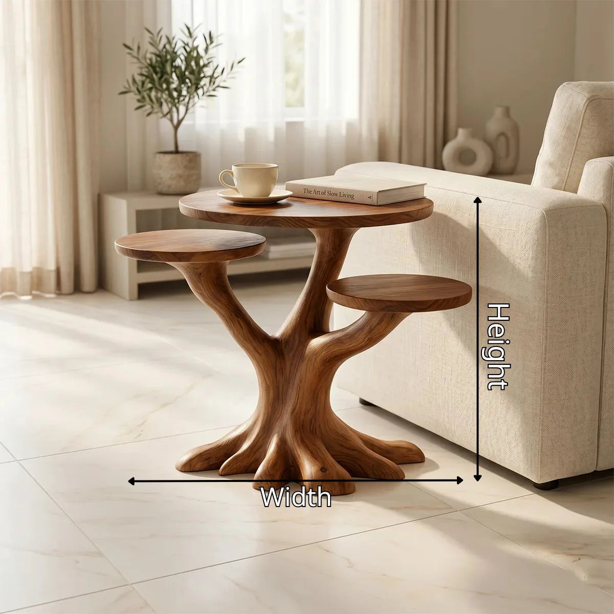 Tree Branch Solid Wood End Table – Organic Side Table for Living Room TH003-3035