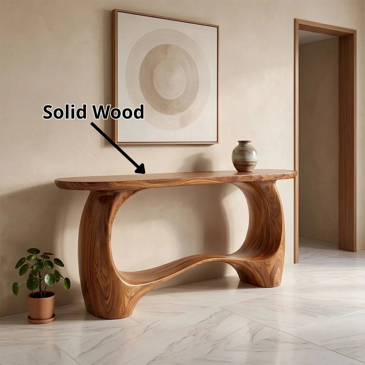 Modern Organic Console Table | Sculptural Entryway Table with Curved Open Base TH003-9848