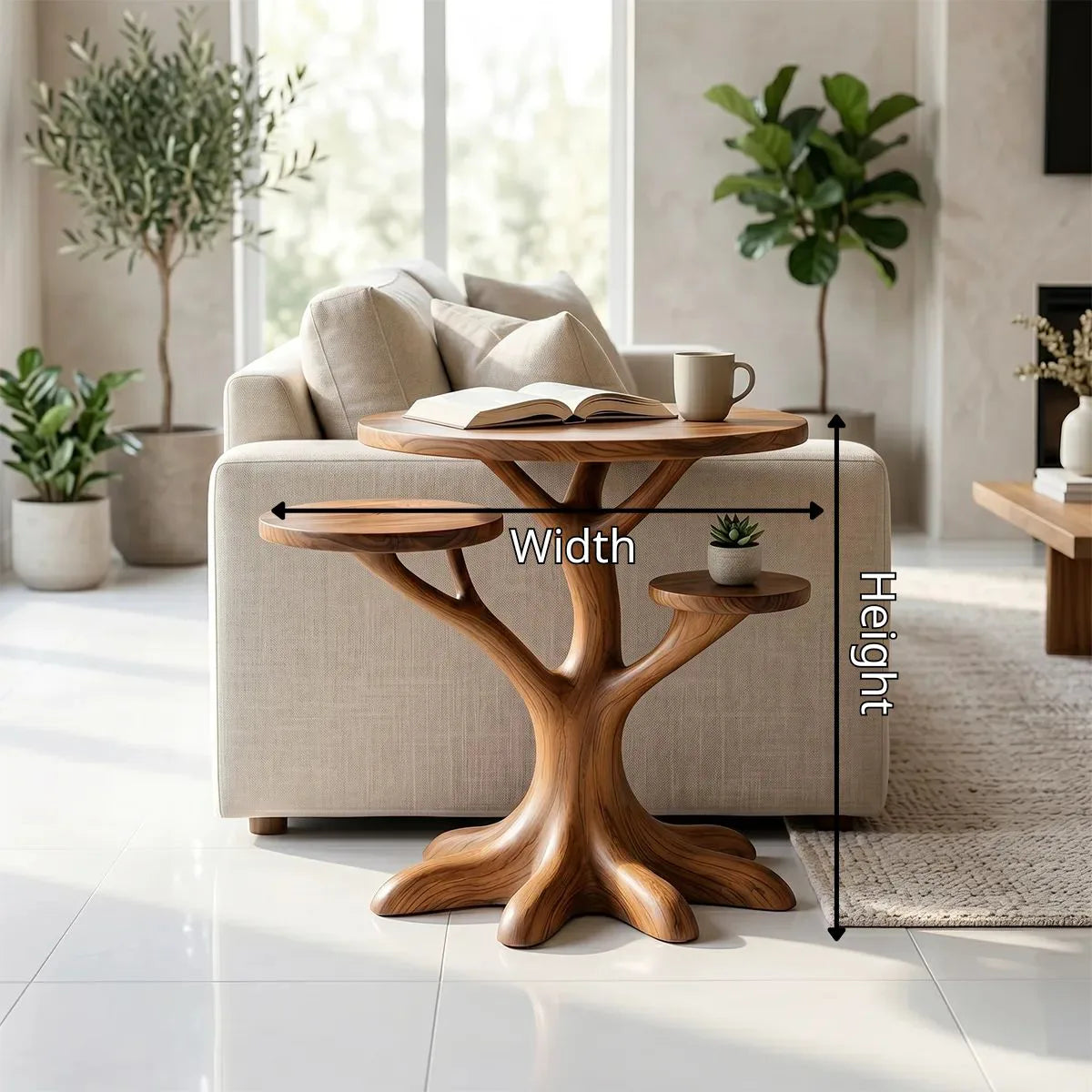 Handcrafted Solid Wood Tree End Table – Sculptural Organic Side Table for Living Room TH003-2029