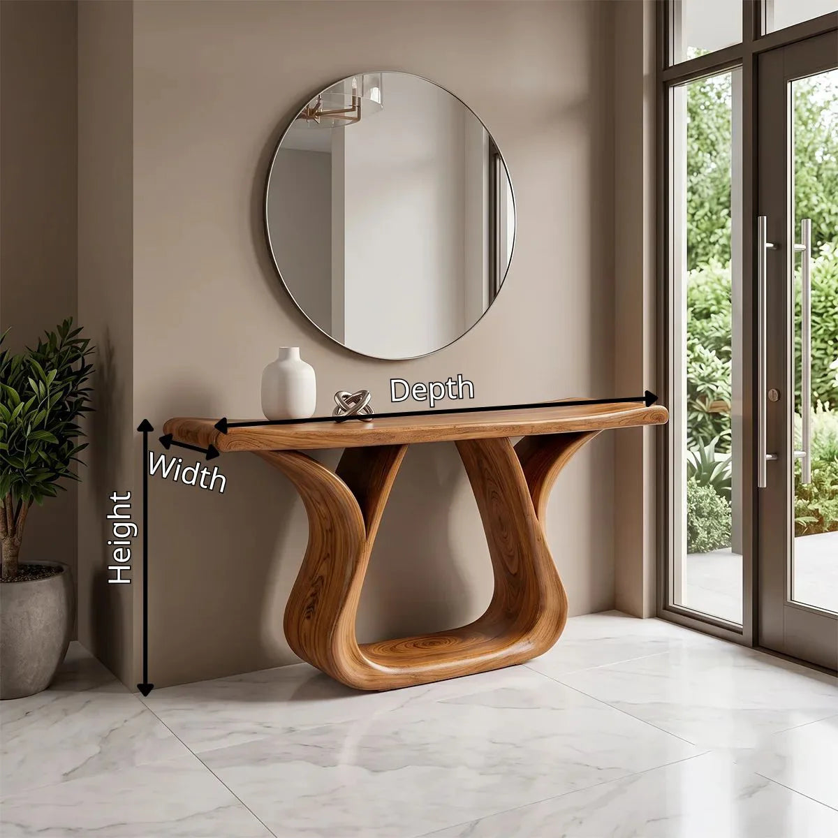Modern Sculptural Console Table – Curved Entryway Table for Contemporary Homes TH003-9998