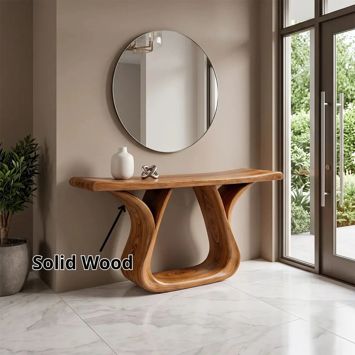 Modern Sculptural Console Table – Curved Entryway Table for Contemporary Homes TH003-9998