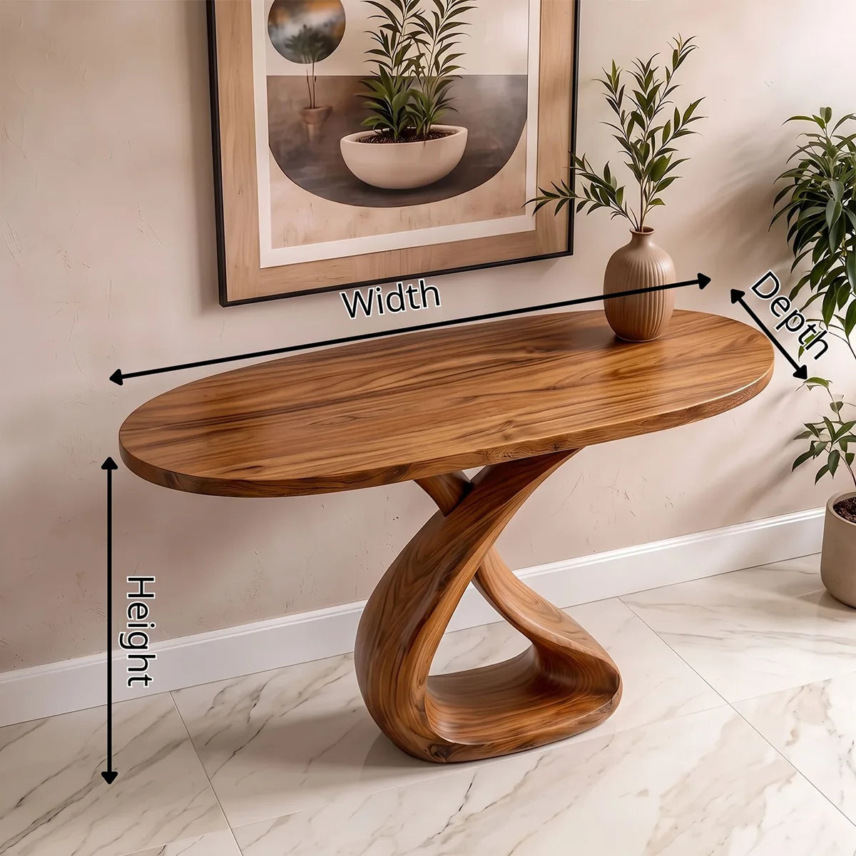 Modern Sculptural Console Table with Twisted Pedestal Base – Contemporary Entryway Table TH003-5950
