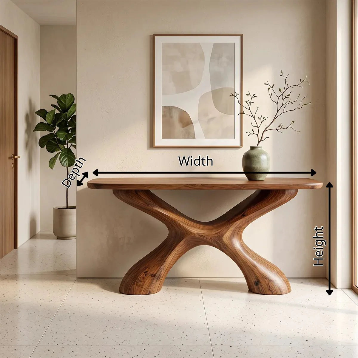 Modern Organic Console Table | Sculptural Entryway Hallway Accent Table TH003-7169