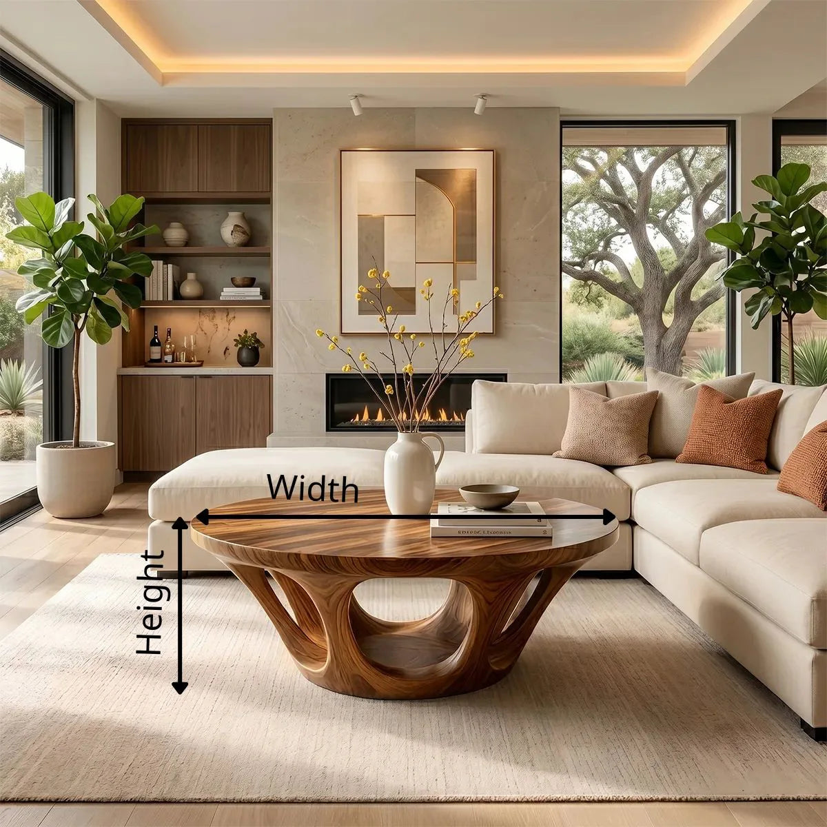 Round Solid Wood Coffee Table – Sculptural Organic Design TH003-1390