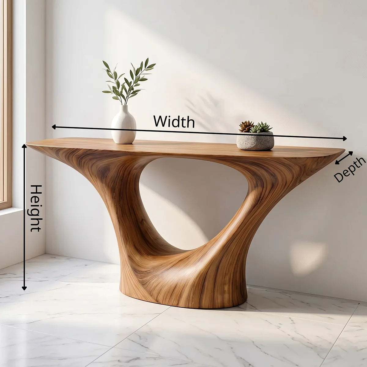 Natural Wood Console Table for Modern Entryway