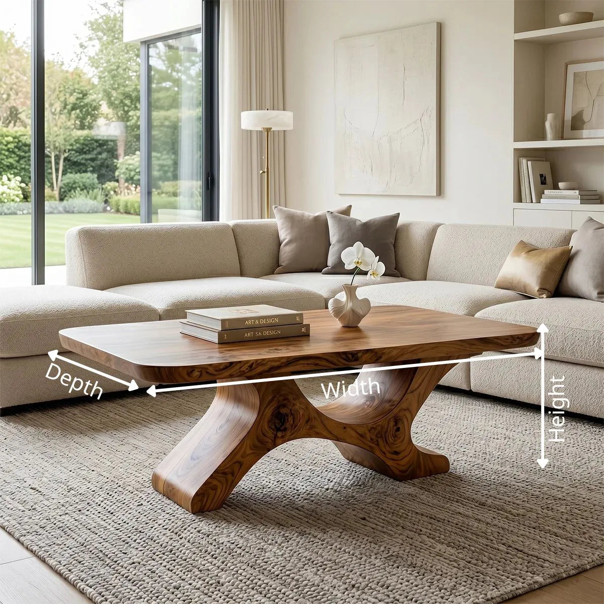 Modern Solid Wood Coffee Table – Sculptural Organic Design TH003-1365