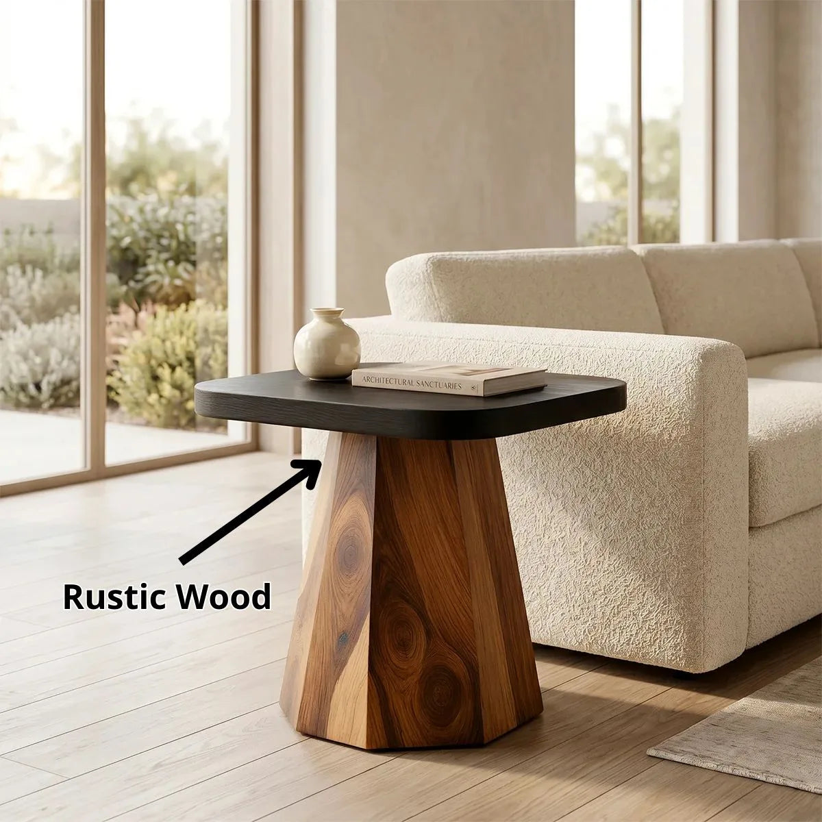Modern Solid Wood End Table | Handcrafted Pedestal Side Table for Living Room & Bedroom TH003-1370