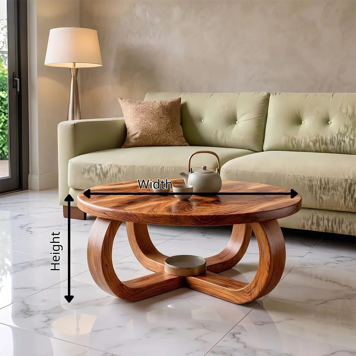 Modern Round Coffee Table | Sculptural Loop Base Center Table for Living Room TH003-5096