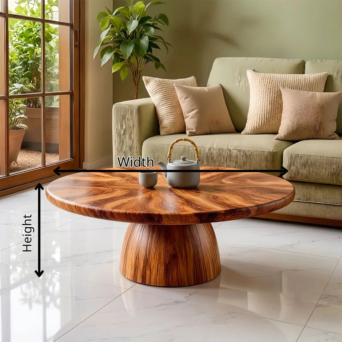 Modern Round Coffee Table | Pedestal Base Center Table for Living Room TH003-6481