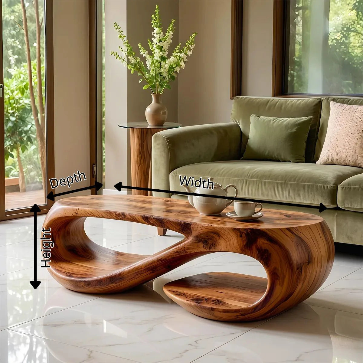Modern Oval Coffee Table | Sculptural Loop Base Center Table for Living Room TH003-6081