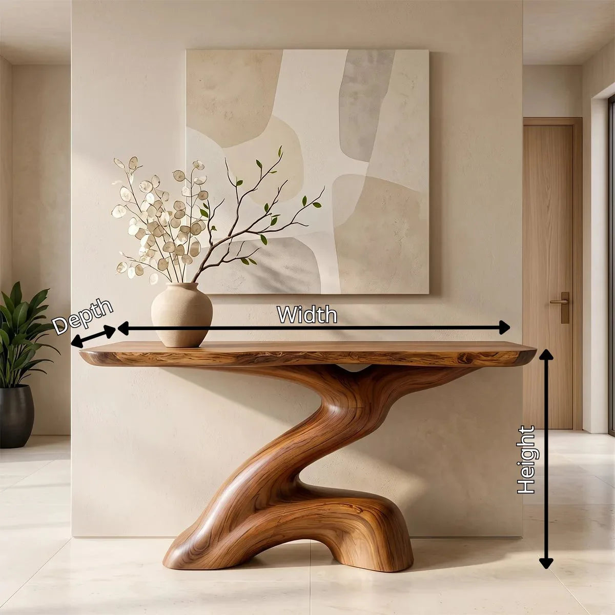 Modern Organic Console Table | Sculptural Entryway Hallway Accent Table TH003-3918