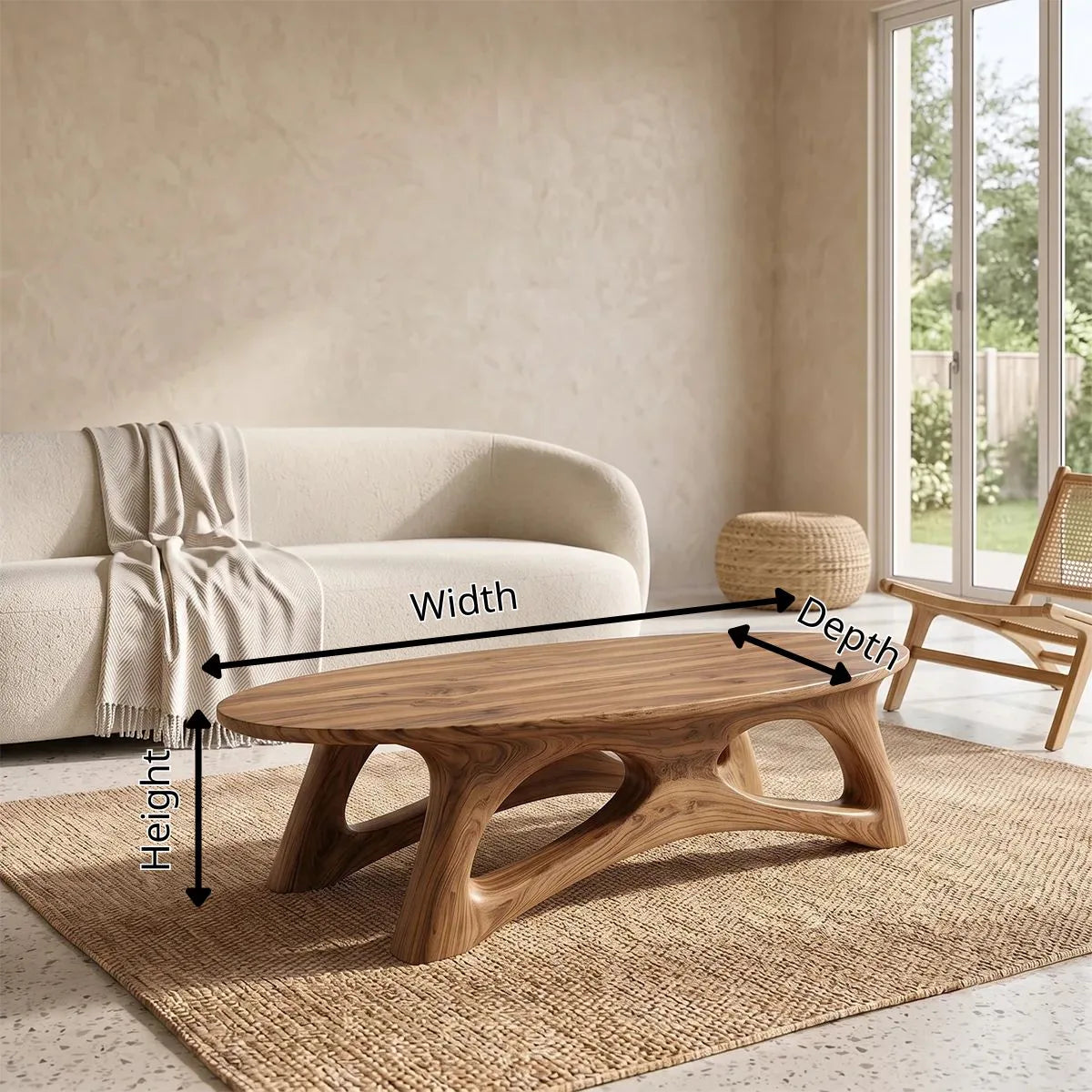 Sculptural Oval Coffee Table with Organic Open Frame Base | Modern Living Room Center Table TH003-6SVA6HR