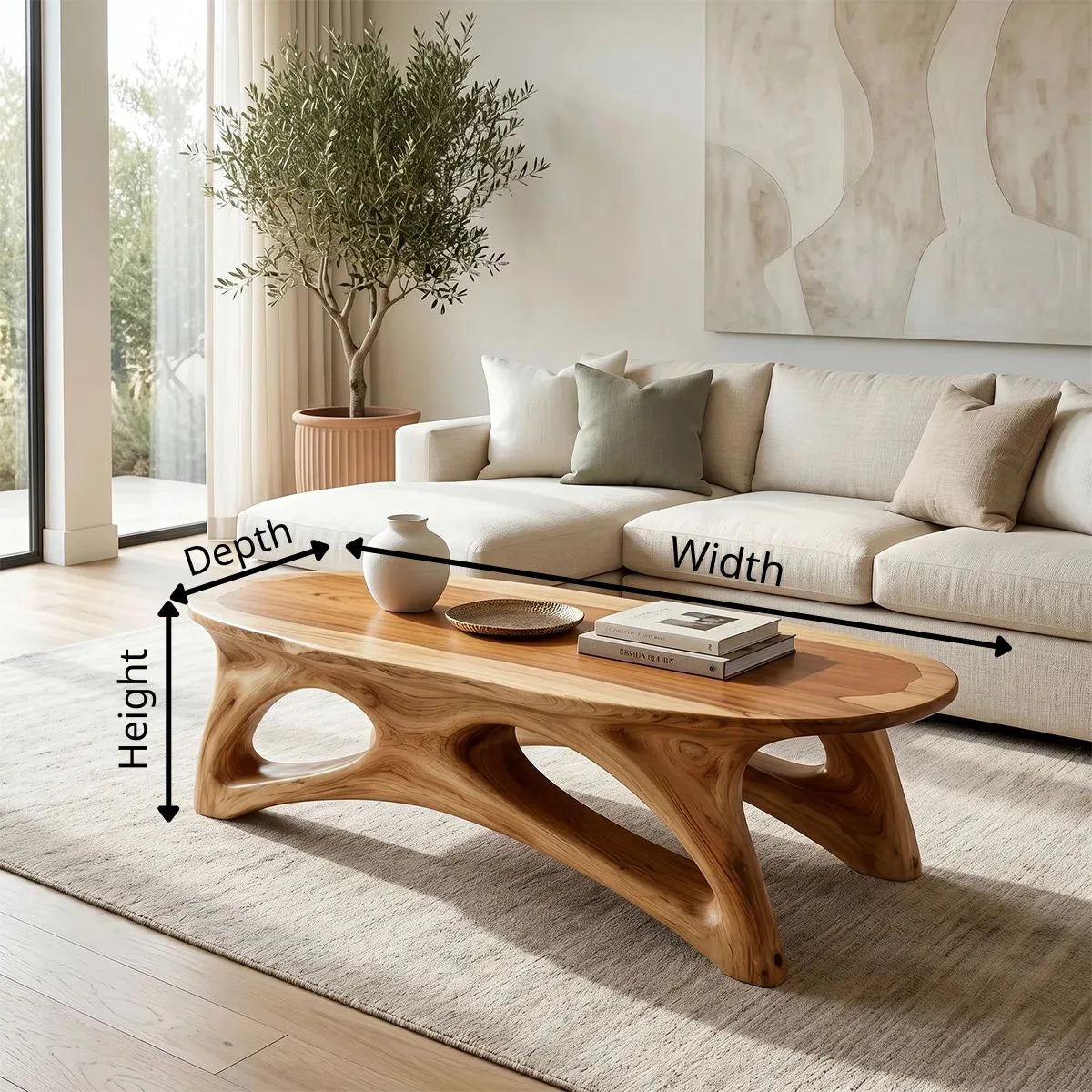 Organic Solid Wood Coffee Table – Sculptural Modern Design TH003-7847