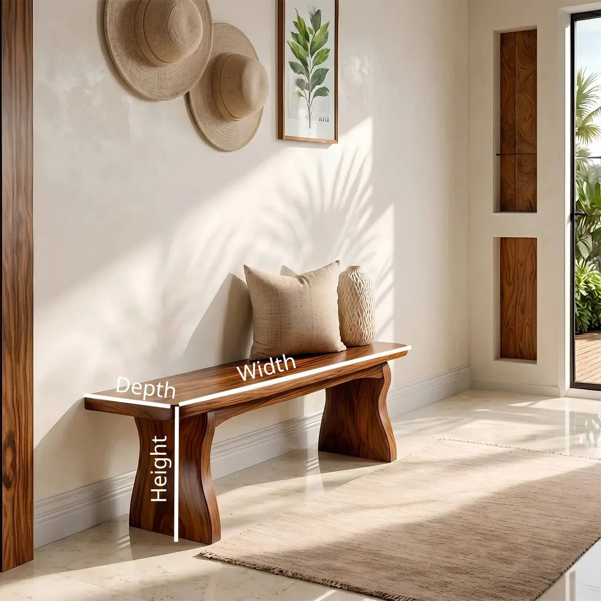 Minimalist Solid Wood Entryway Bench for Modern Hallway and Contemporary Living Spaces