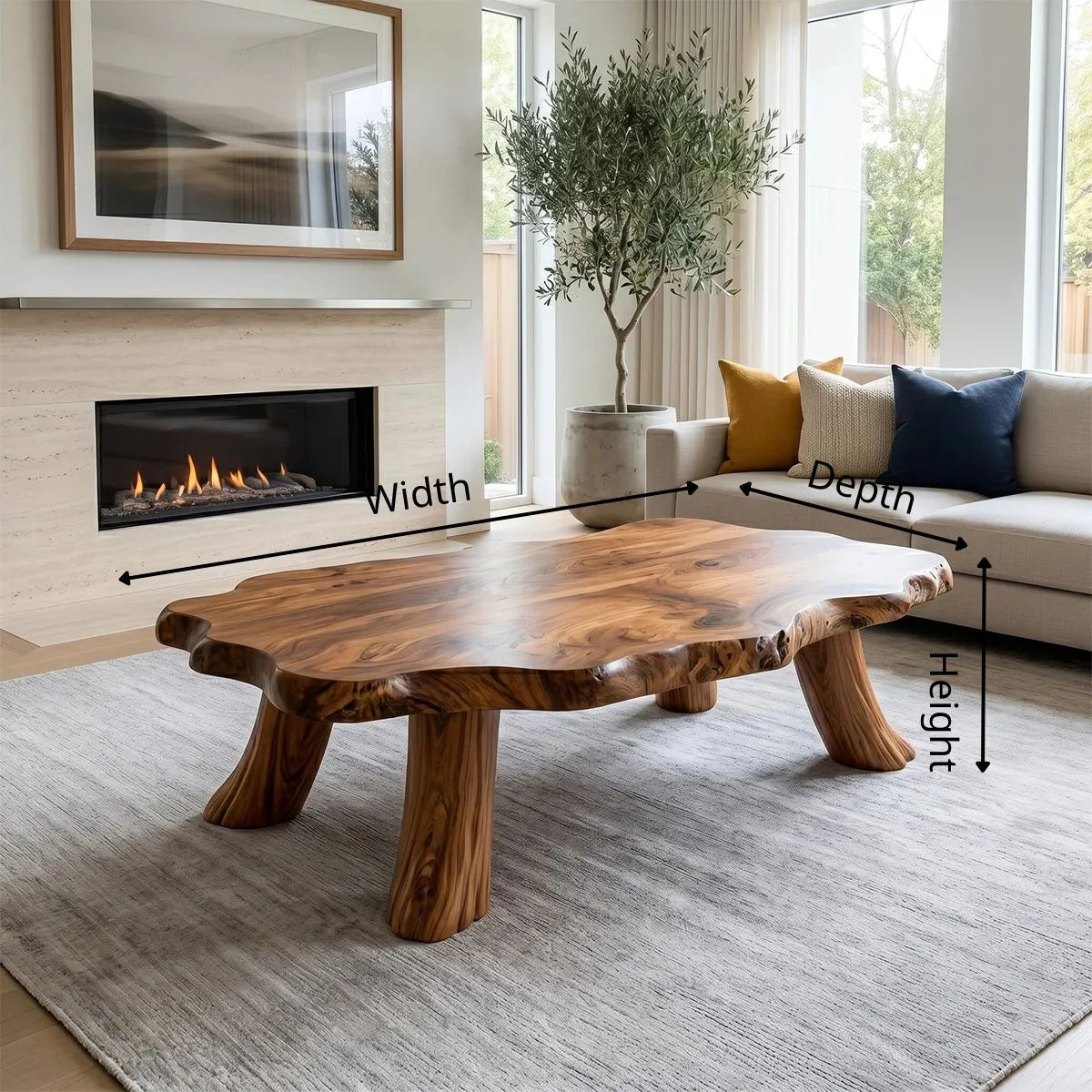 Live Edge Solid Wood Coffee Table for Modern Living Rooms TH003-8182