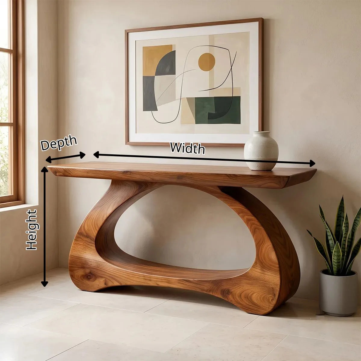 Modern Organic Console Table | Sculptural Entryway Hallway Sofa Table TH003-2093