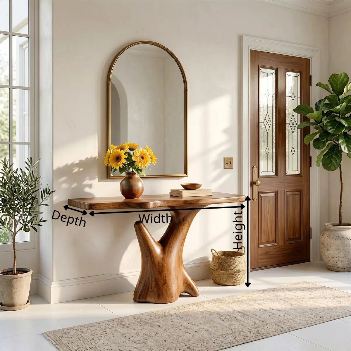 Solid Wood Console Table, Modern Entryway for Home Decor