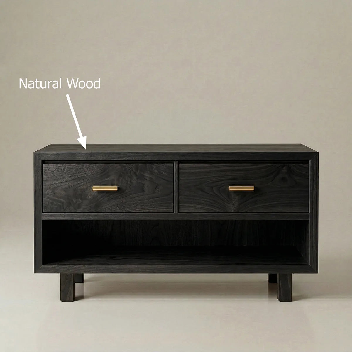 Handcrafted Natural Solid Wood Vanity Cabinet with Drawers and Open Shelf