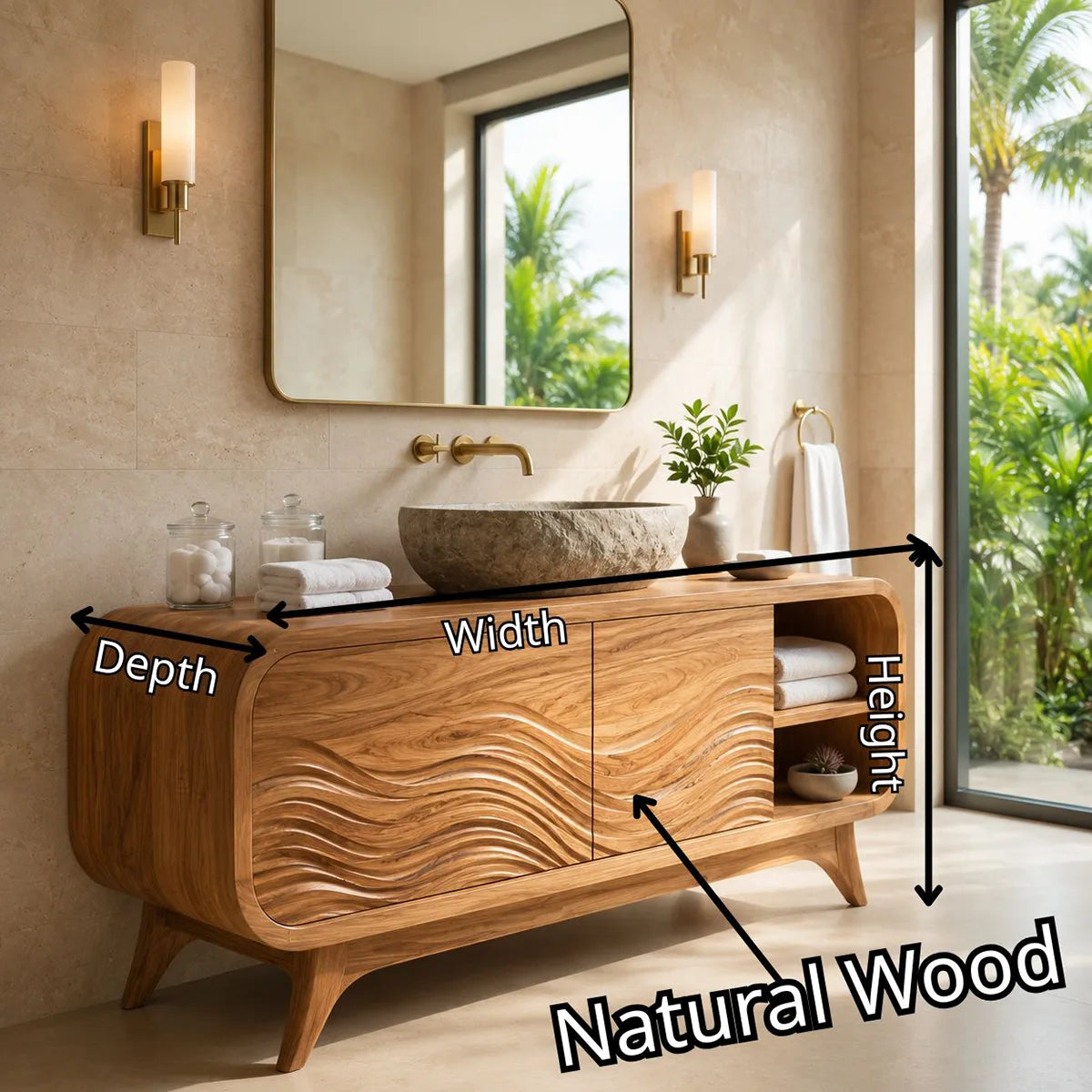 Wave Relief Single Sink Bathroom Vanity Cabinet TT006-9739