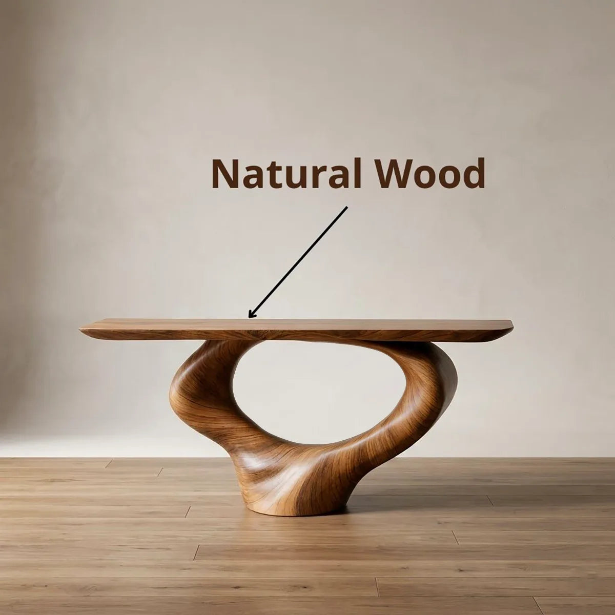 Sculptural Wood Console Table, Organic Modern Entryway Table