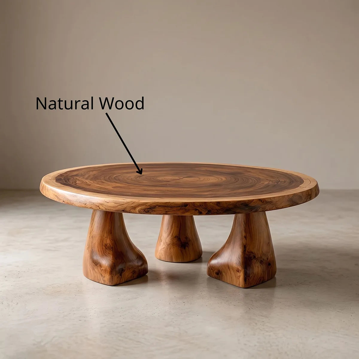 Round Solid Wood Coffee Table – Sculptural Pedestal Design TH003-7271