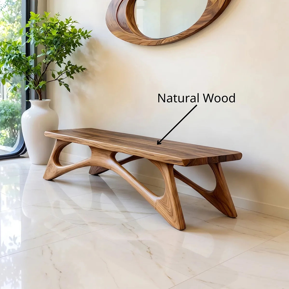 Organic Sculptural Solid Wood Bench