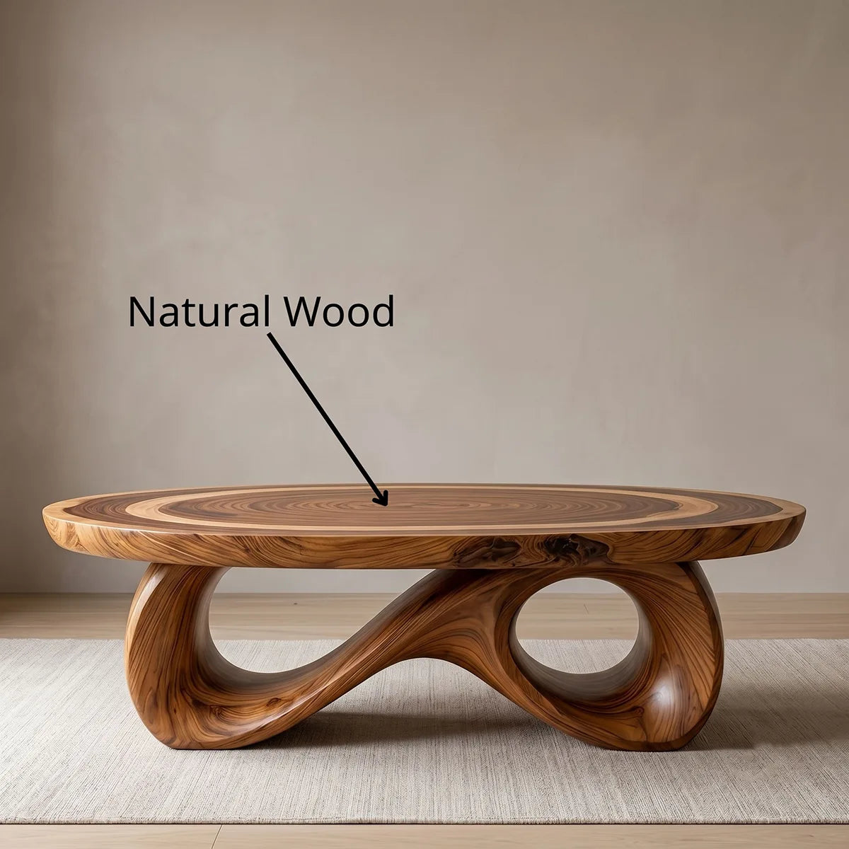 Organic Solid Wood Coffee Table – Sculptural Oval Design TH003-5853