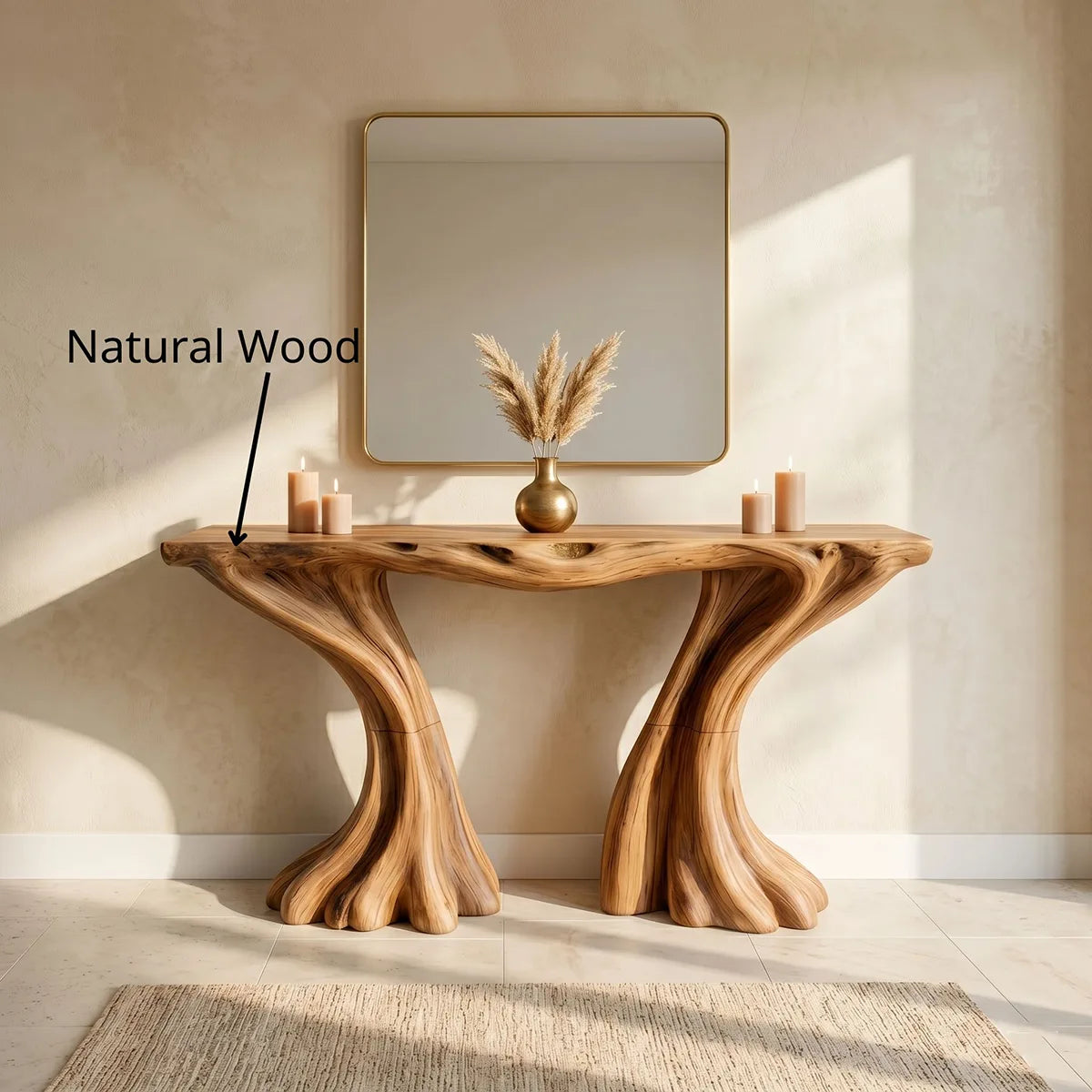Natural Solid Wood Console Table – Modern Entryway Table