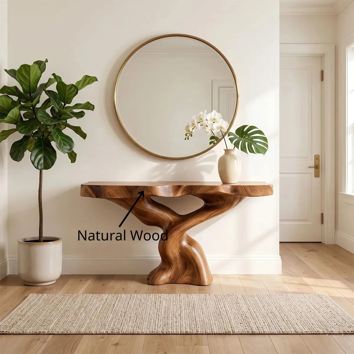 Handcrafted Solid Wood Console Table – Artistic Entryway Table
