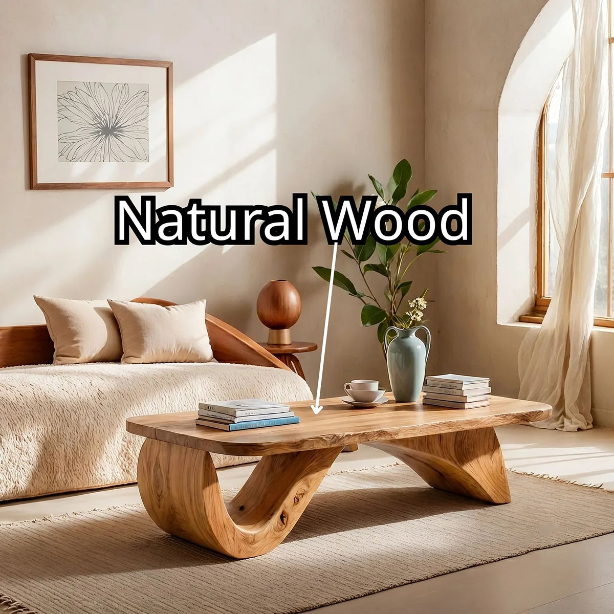 Sculptural Solid Wood Coffee Table – Handcrafted Organic Modern Center Table