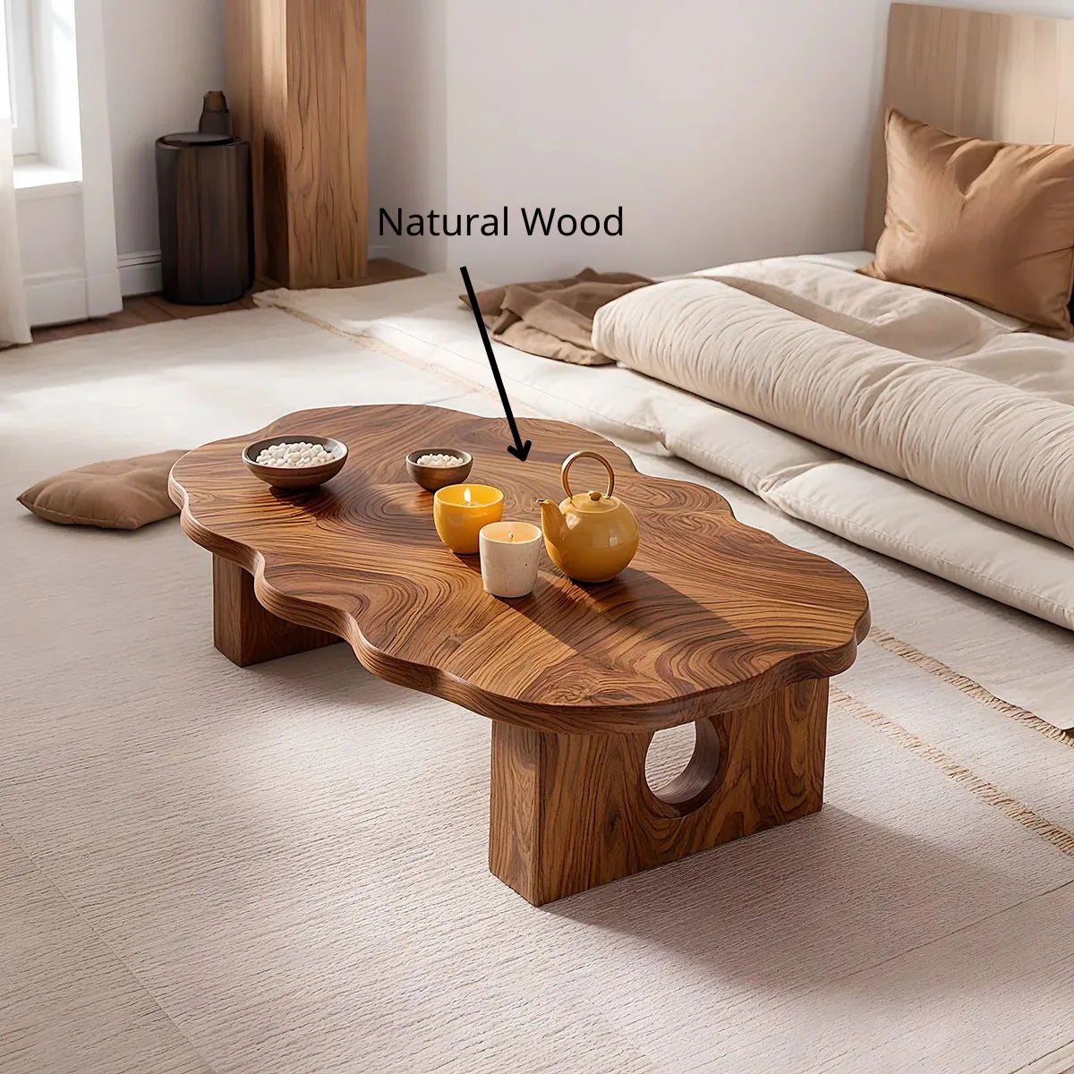 Modern Solid Wood Organic Low Floor Table
