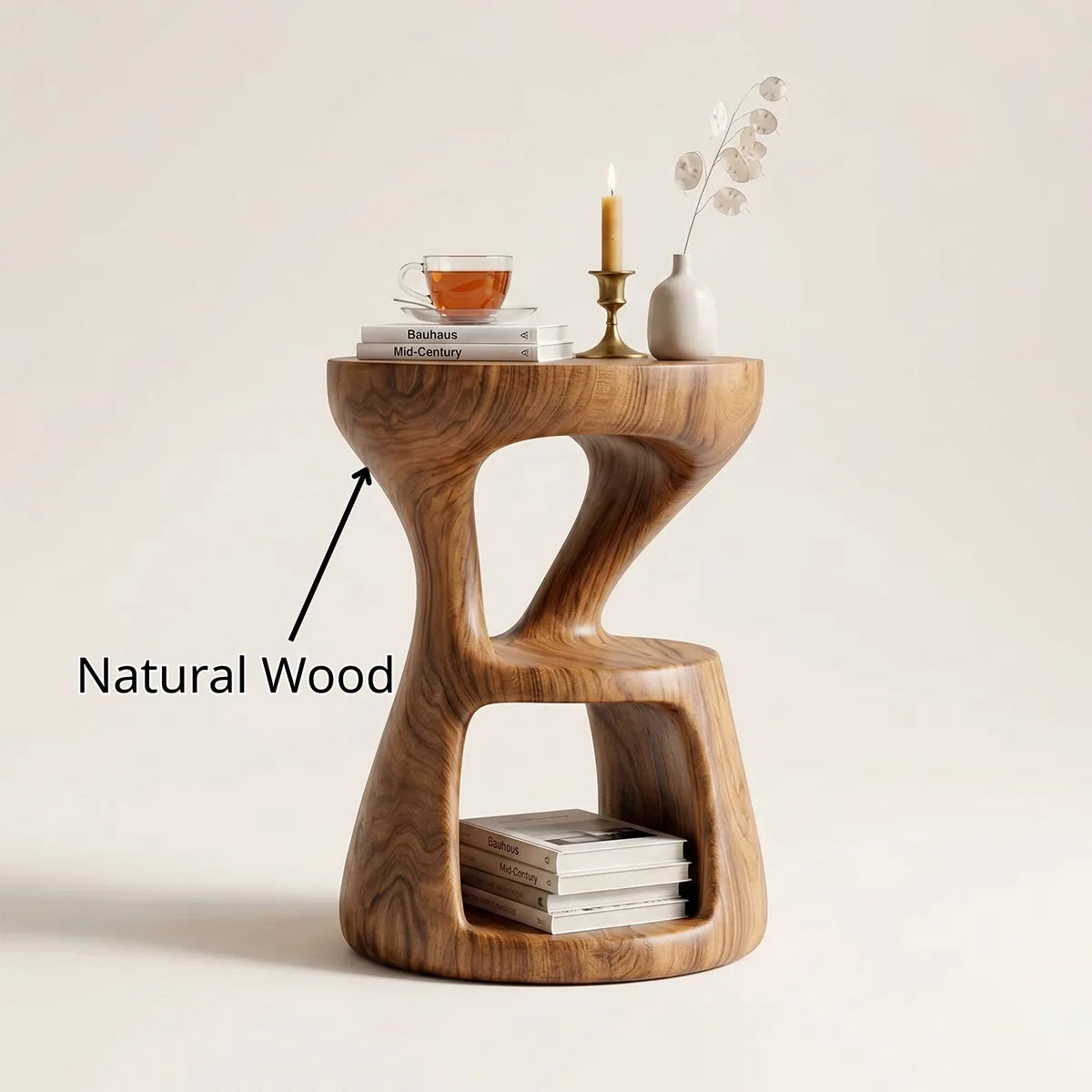 Sculptural Solid Wood Side Table | Modern End Table TH003-1645