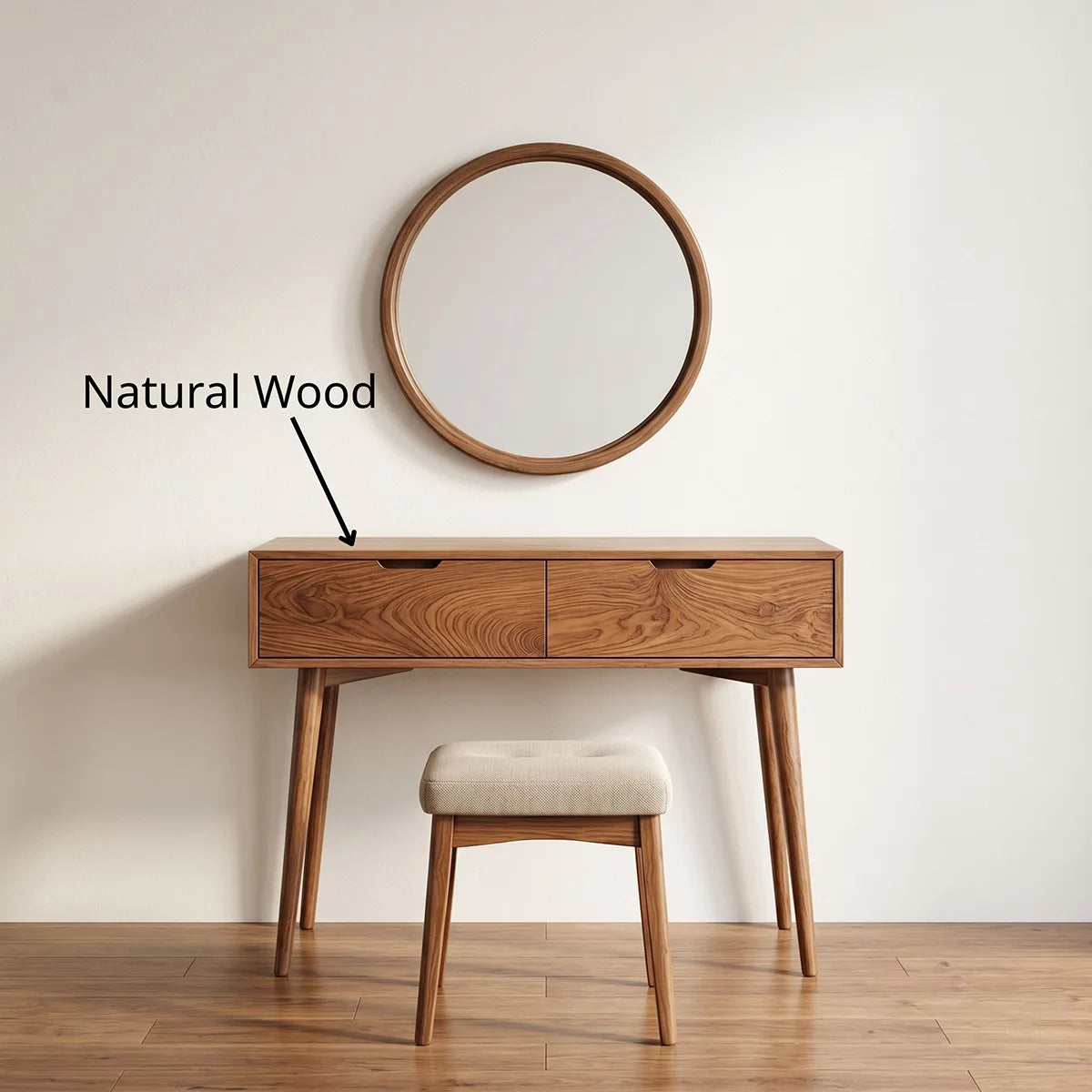 Minimalist Solid Wood Vanity Table with Drawers